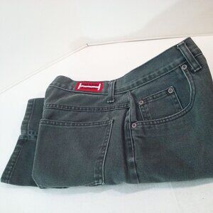 90s Halston Jeanswear (12) Olive Green Denim Mom Jeans Capris Pants 5-Pocket